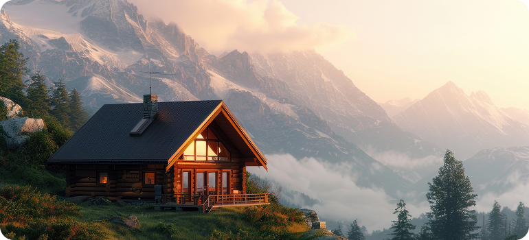 Rustic wooden cabin